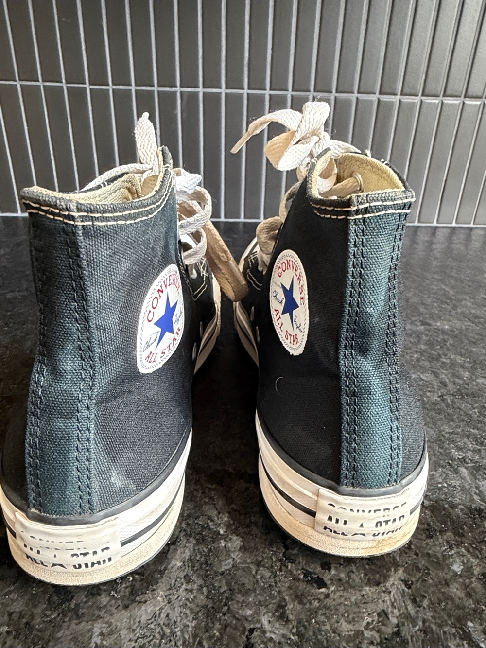 Converse Kids Black High-Top Sneakers with White Accents - Picture 3 of 4